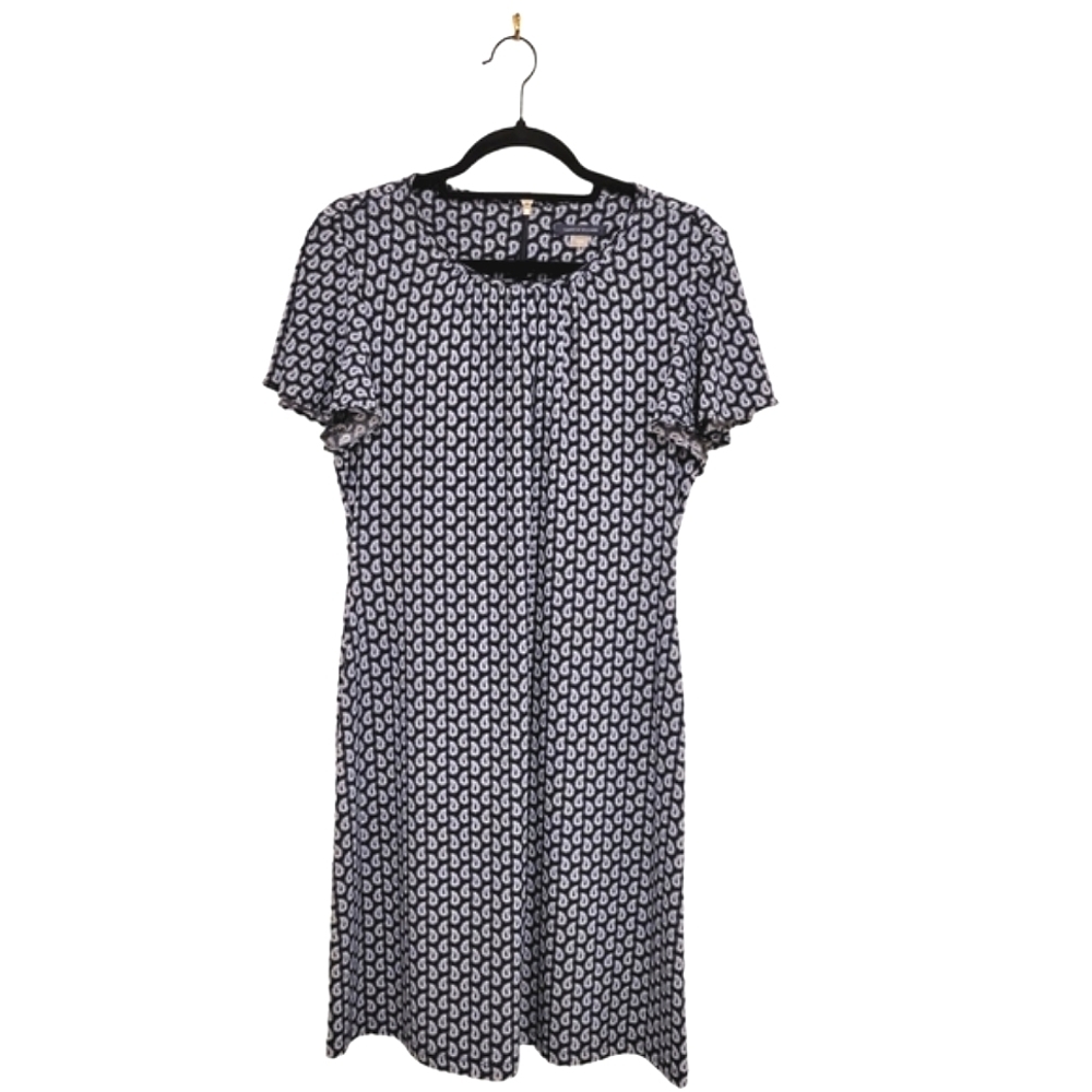Tommy Hilfiger Blue Navy Scoop Neck Ruffle Cap Sleeve Summer Floral Midi Dress 8